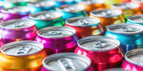 Colorful Soda Cans Collection on a Bright Surface