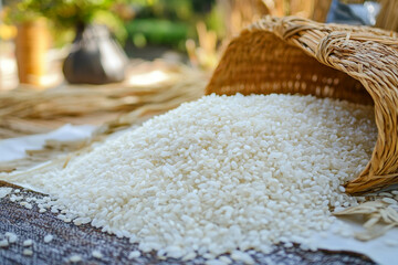 White rice pile