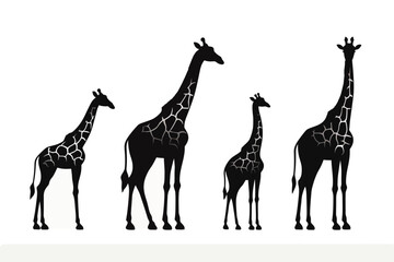 Vector silhouettes of a set giraffe
