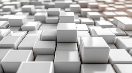 Abstract arrangement of white cubes creating a 3D texture.