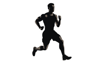 Obraz premium Victor silhouette of runner on white background