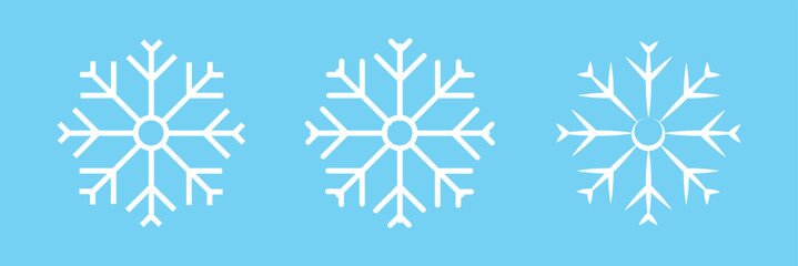 Fototapeta premium Snowflake isolated on blue background. Isolated snowflake collection. Frost background. Christmas icon. Vector illustration in eps 10.
