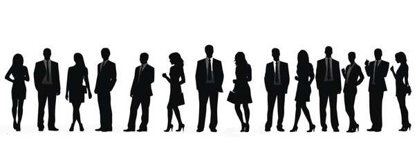 Victor silhouette of official man and woman on white background