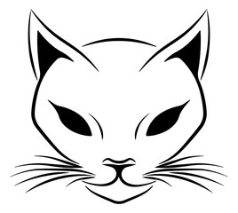 black silhouette of a cat's head without background