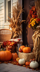 Autumn still life with pumpkins