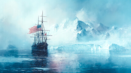 Obraz premium American Flag Being Raised Over Alaska in 1867
