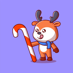 Cute Deer Cartoon Vector Icon Illustration People Holiday Flat Icon