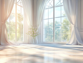 Country Manor Background Large Windows and Stone Accents for Elegant Rustic Charm