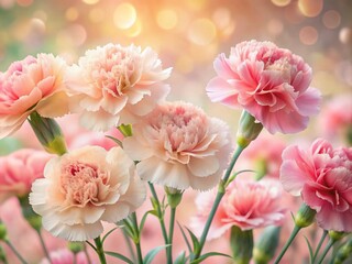 Surreal Pastel Pink Carnation Blossoms in Dreamy Atmosphere for Floral Art