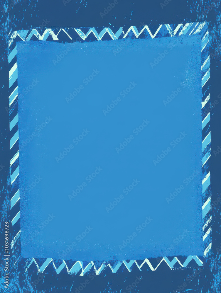 Canvas Prints A bright blue abstract banner with distressed zigzag borders for a cool and vibrant look.