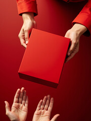 Red Gift Box Mockup for Chinese New Year Celebration