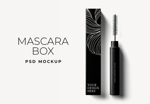 Cosmetic Product Pacakging Mascara Box Mockup With Generative AI