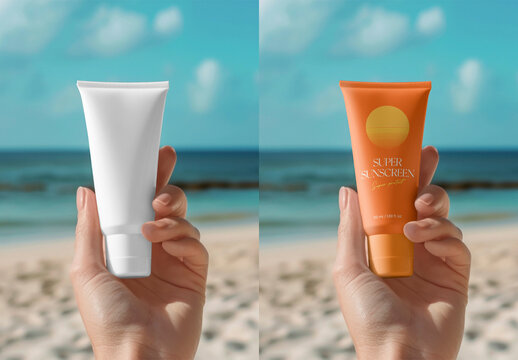 Skincare Productr Packaging Sunscreen Tube Mockup With Generative AI