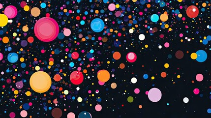 Abstract Composition with Colorful Circles on a Black Background