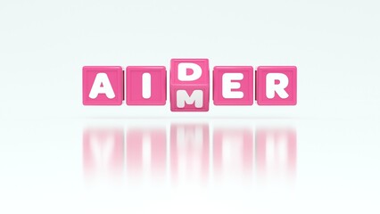 le mot AIMER devient AIDER en changeant une lettre - rendu 3D