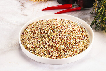 Raw dry quinoa seeds cereal