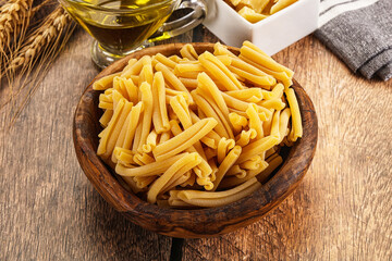 Raw dry Italian pasta - casarecce