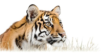 Obraz premium Tiger Stalking Through Tall Grass in Nature