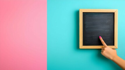 Teacher Writing on Chalkboard with Colorful Background