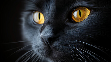 black cat with beautiful eyes