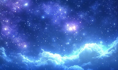 Naklejka premium Starry night sky with clouds.