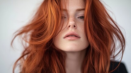 Naklejka premium A woman with red, freckled hair