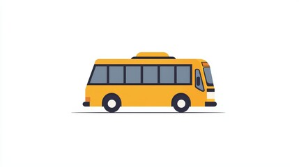 Yellow School Bus Icon Flat Design Illustration