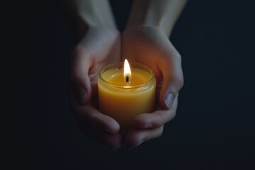 Holding Candle. Praying and Seeking Hope in Darkness with Faith