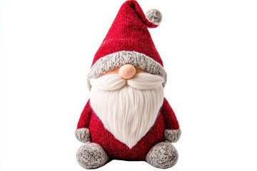Holiday Gnome: Santa Claus Christmas Hat in Red on White Background