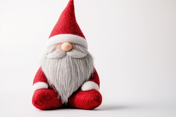 Holiday Gnome. Santa Claus Hat on Christmas Holiday Gnome Isolated on White Background