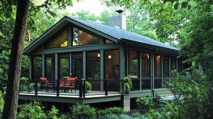 Home Addition. Modern Architecture with Greenery, Light and Airy Feel in New Home Concept