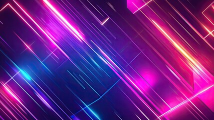 Fototapeta premium Abstract Geometric Pattern with Neon Lights