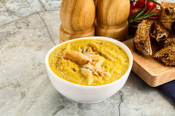 Corn cream soup with crab