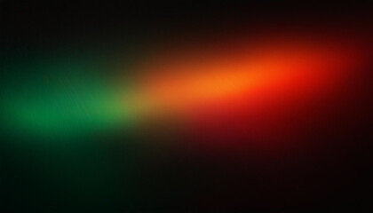 Fototapeta premium Defocused red green orange radiance soft texture on dark black abstract empty space background. Neon blur glow. Color light overlay. Copy space.