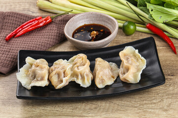Asian steamed dumplings with meat