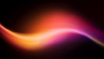 Obraz premium Neon blur glow. Pearl pink Luminous bright orange radiance soft texture on dark black abstract empty space background. Color light overlay. Copy space.