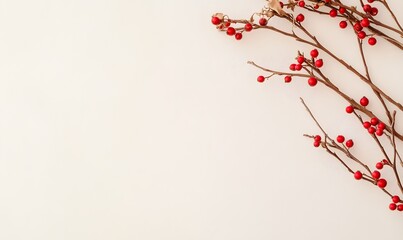 Bright and beautiful background featuring branches of red viburnum providing, Generative AI
