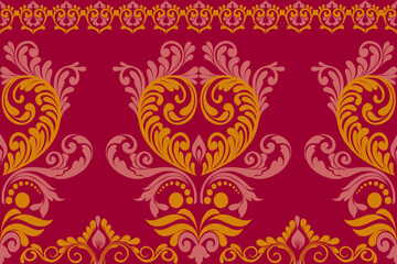 Seamless damask pattern with a classic floral design.African embroidery patterns, paisley, boho, floral ikat, ethnic floral designs, ikat sari, ikat patterns and ethnic patterns.