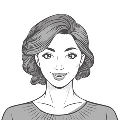 Woman portrait, radiant and beautiful female illustration.