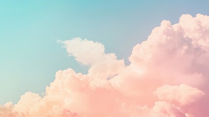 Soft Pink and Blue Sky with Fluffy Clouds