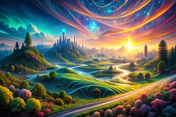 Fototapeta premium Time Span Generative AI: Exploring the Future of Digital Creativity and Innovation