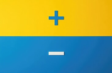Obraz premium plus and minus signs on a yellow-blue background
