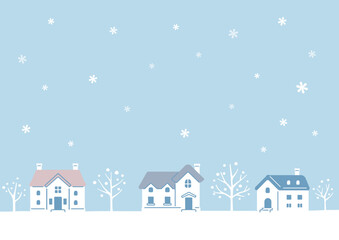 雪の降る町の明るい背景