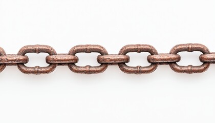 A heavy-duty chain link, with rough metal texture, isolated on a white background