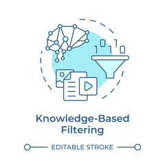 Knowledge-based filtering soft blue concept icon. Artificial intelligence, machine learning. Round shape line illustration. Abstract idea. Graphic design. Easy to use article, blog post