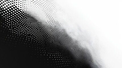 Abstract Black and White Dotted Pattern with a Curved Wave