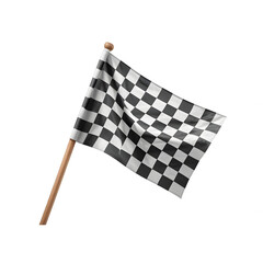 Checkered racing flag on a wooden pole png background