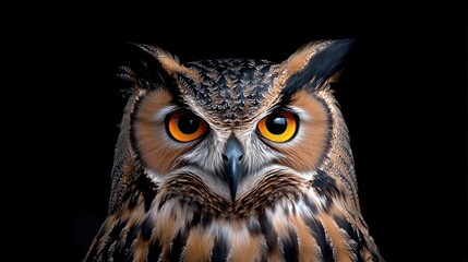 Obraz premium Close up Portrait of a Majestic Owl with Intense Golden Eyes
