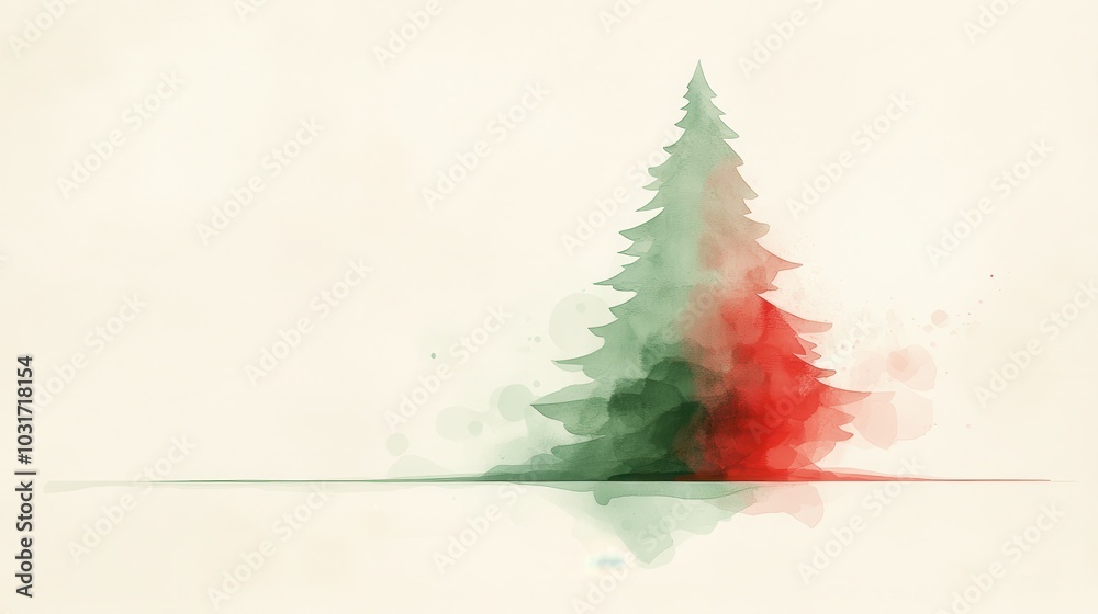 Wall mural Watercolor Christmas Tree Illustration.