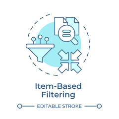 Item-based filtering soft blue concept icon. Data collection, organization. Methodology, algorithms. Round shape line illustration. Abstract idea. Graphic design. Easy to use article, blog post